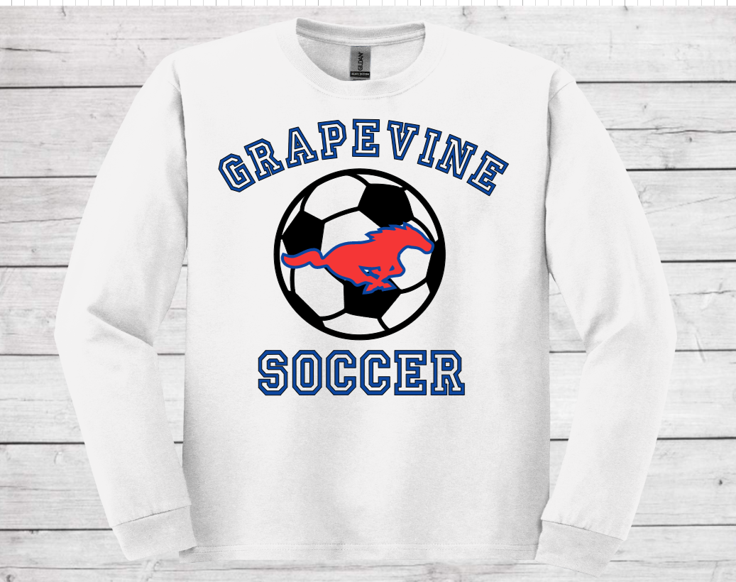 Grapevine Soccer with Soccer Ball - Dri-Power Long Sleeve Shirt (Unisex)