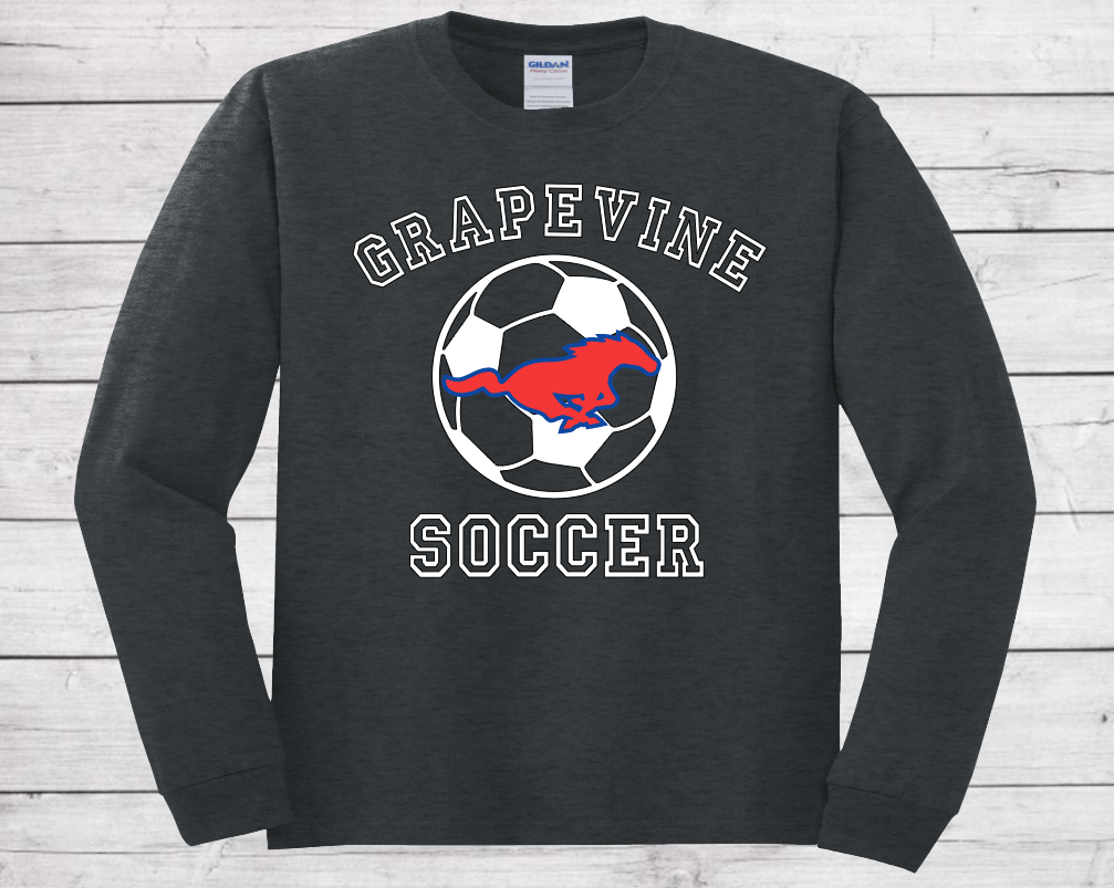 Grapevine Soccer with Soccer Ball - Long Sleeve Cotton T-Shirt (Unisex)