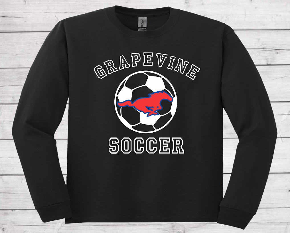 Grapevine Soccer with Soccer Ball - Long Sleeve Cotton T-Shirt (Unisex)