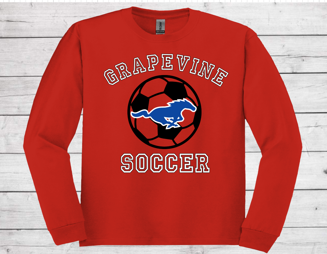 Grapevine Soccer with Soccer Ball - Long Sleeve Cotton T-Shirt (Unisex)
