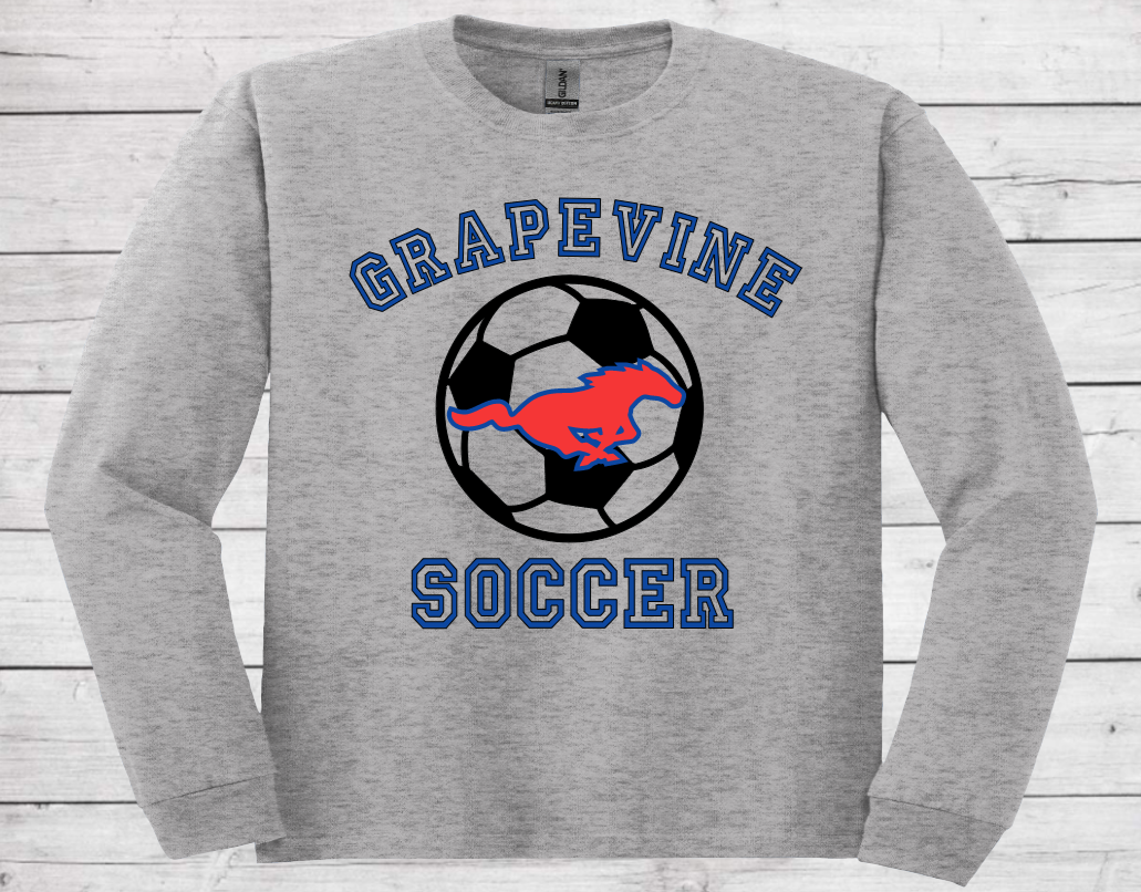 Grapevine Soccer with Soccer Ball - Dri-Power Long Sleeve Shirt (Unisex)