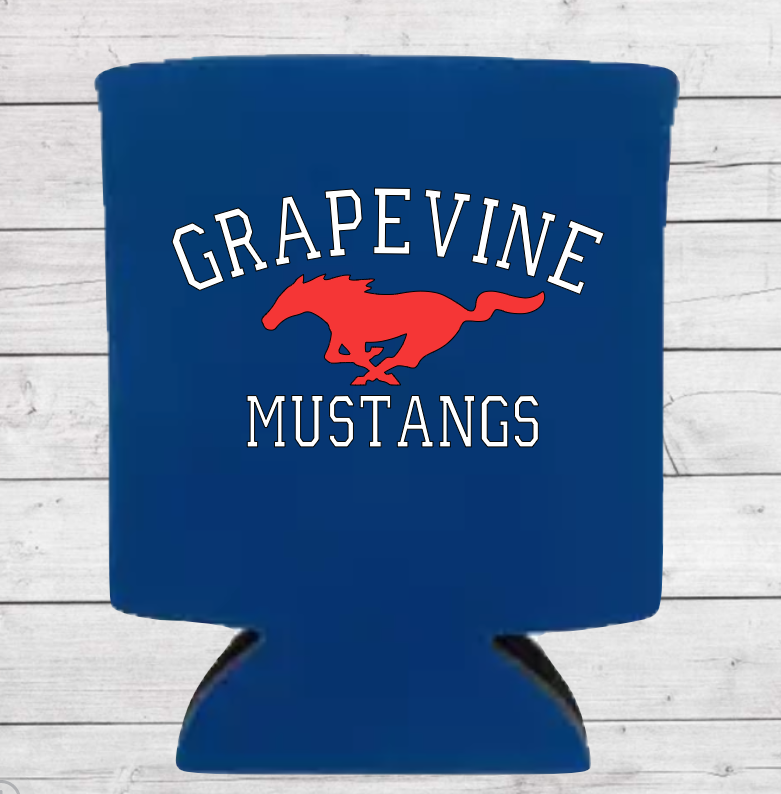 Grapevine Mustangs Koozies - Blue - Set of 4