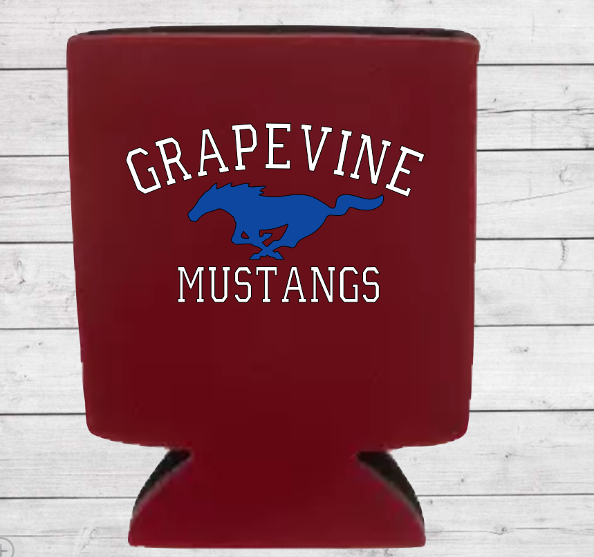 Grapevine Mustangs Koozies - Red - Set of 4