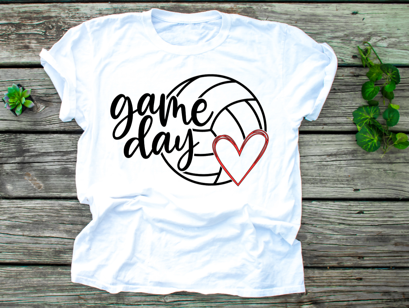 Volleyball Game Day with No Number Style #2 - Cotton Adult Tshirt (Unisex)