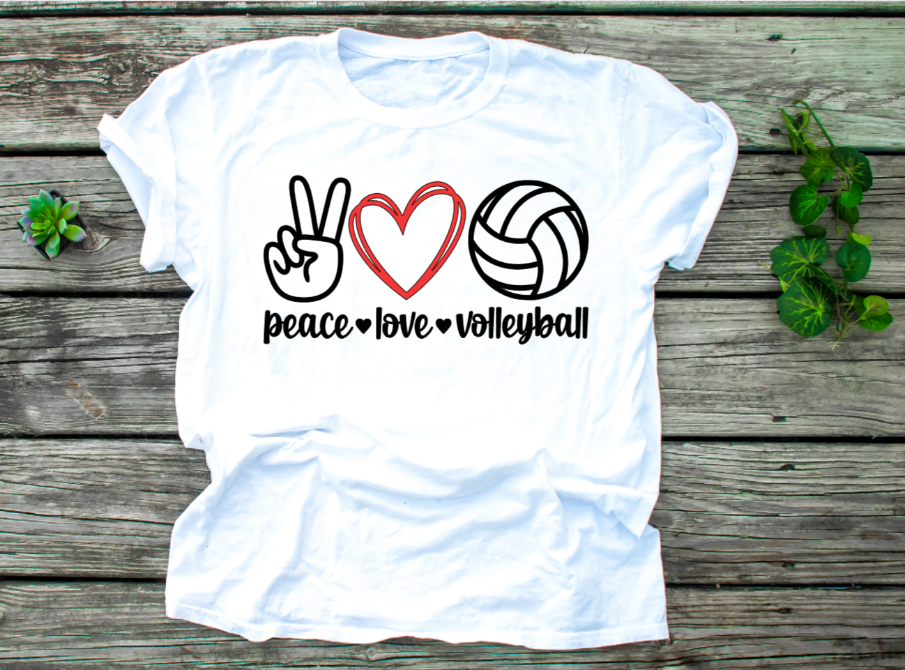 Peace, Love, Volleyball - Cotton Youth Tshirt (Unisex)