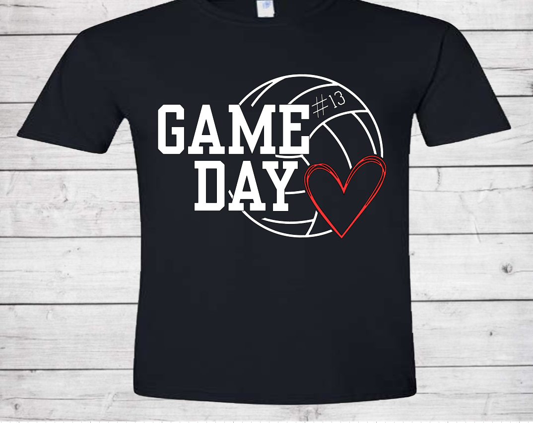 Volleyball Game Day with Number - Cotton Youth Tshirt (Unisex)