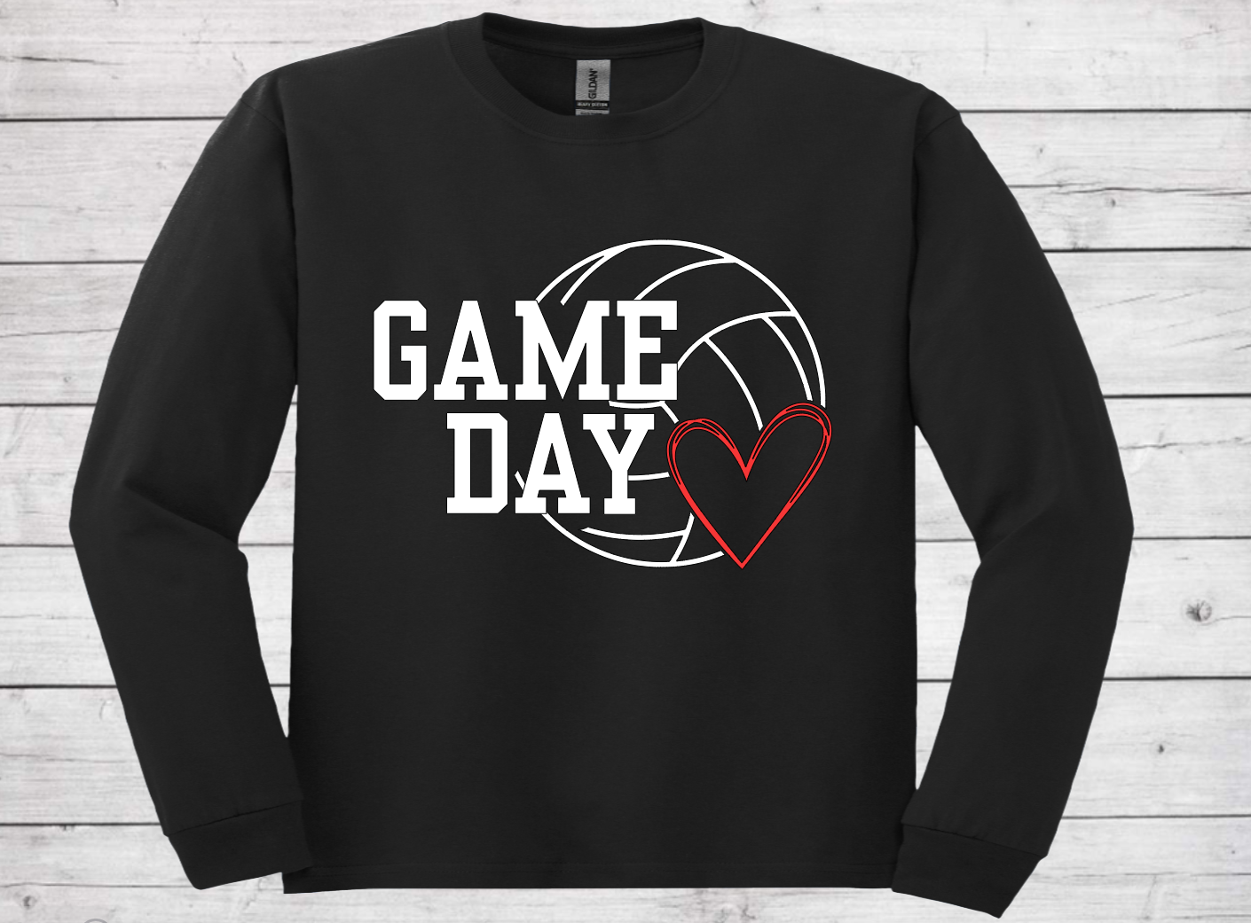 Volleyball Game Day with No Number - Cotton Adult Long Sleeve Shirt (Unisex)