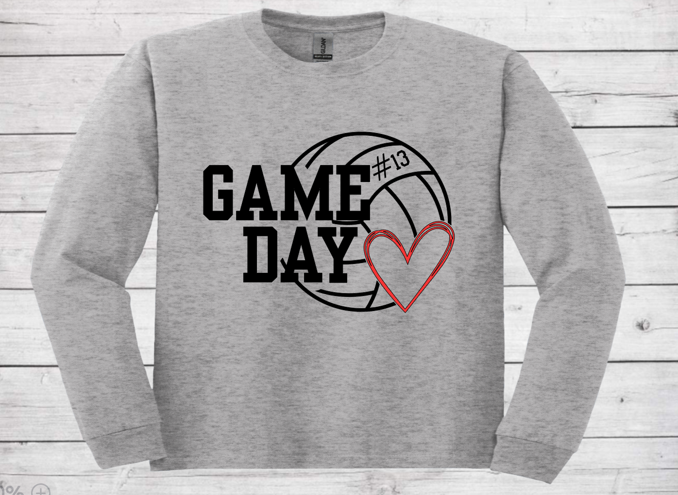 Volleyball Game Day with Number - Adult Long Sleeve Shirt (Unisex)