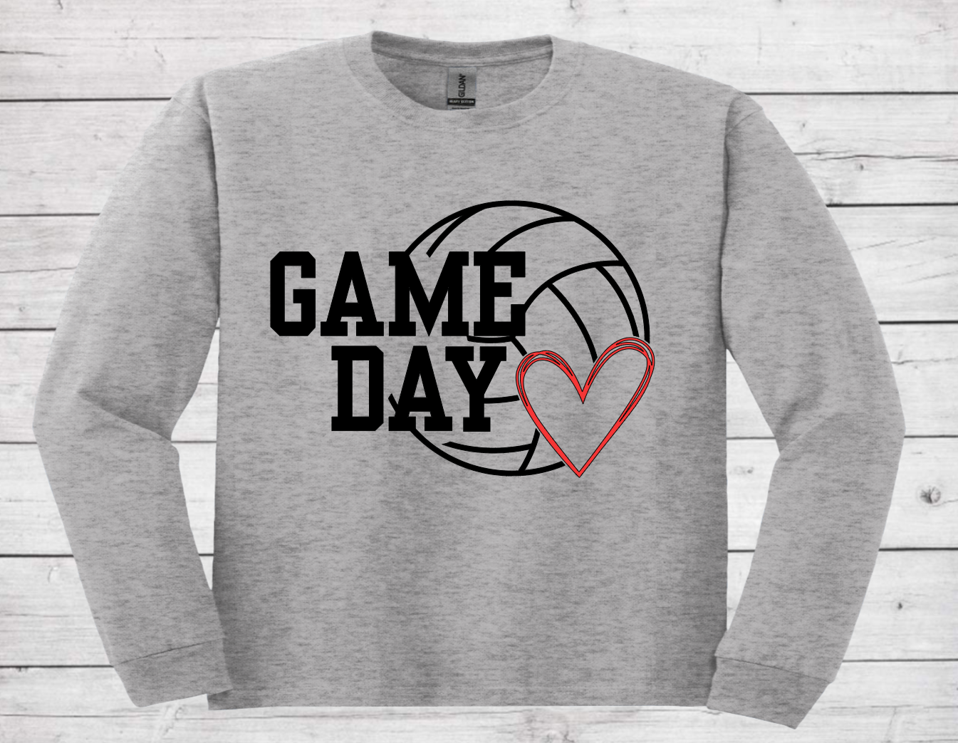 Volleyball Game Day with No Number - Cotton Adult Long Sleeve Shirt (Unisex)