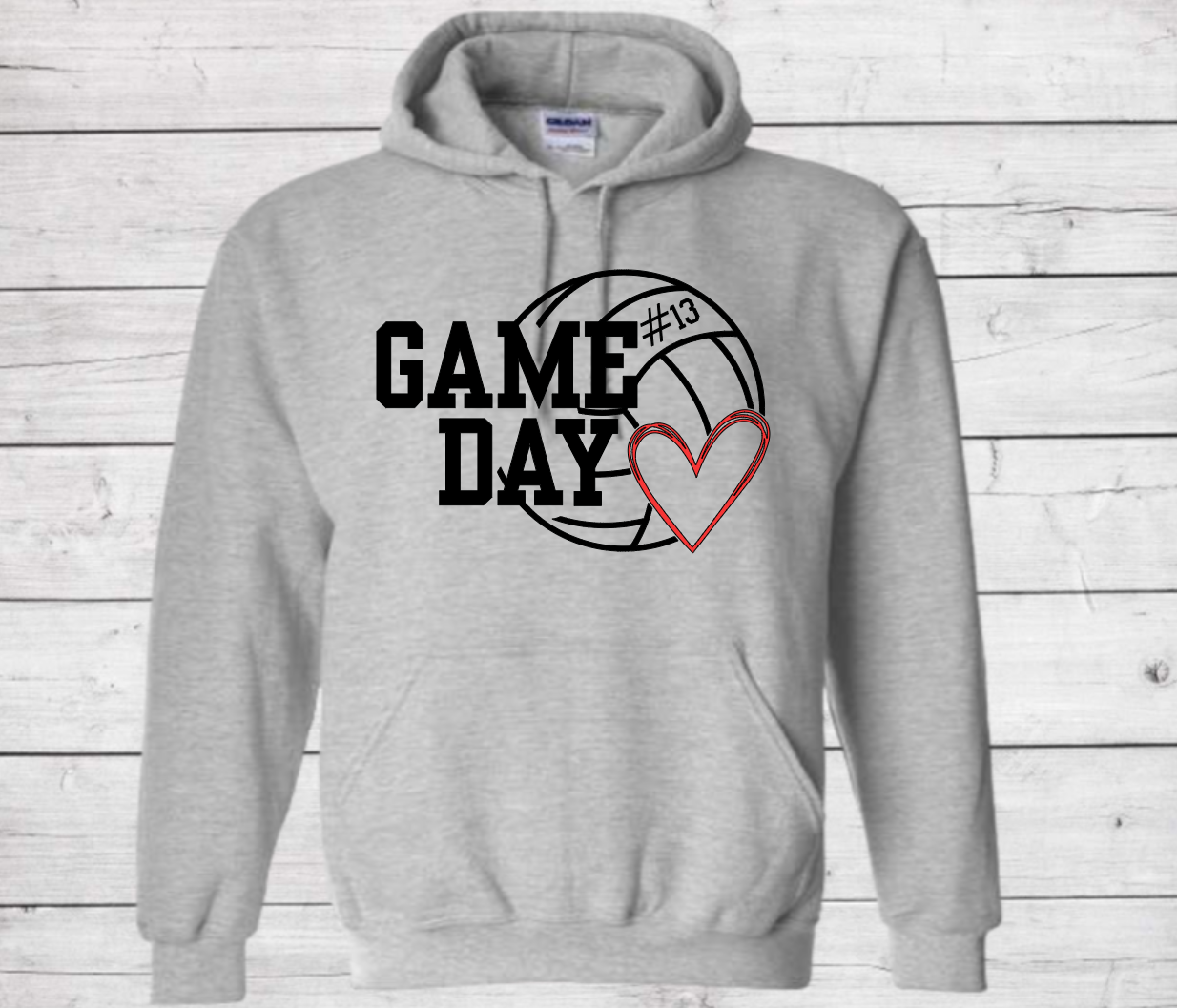 Volleyball Game Day with Number - Cotton Adult Sweatshirt (Unisex)