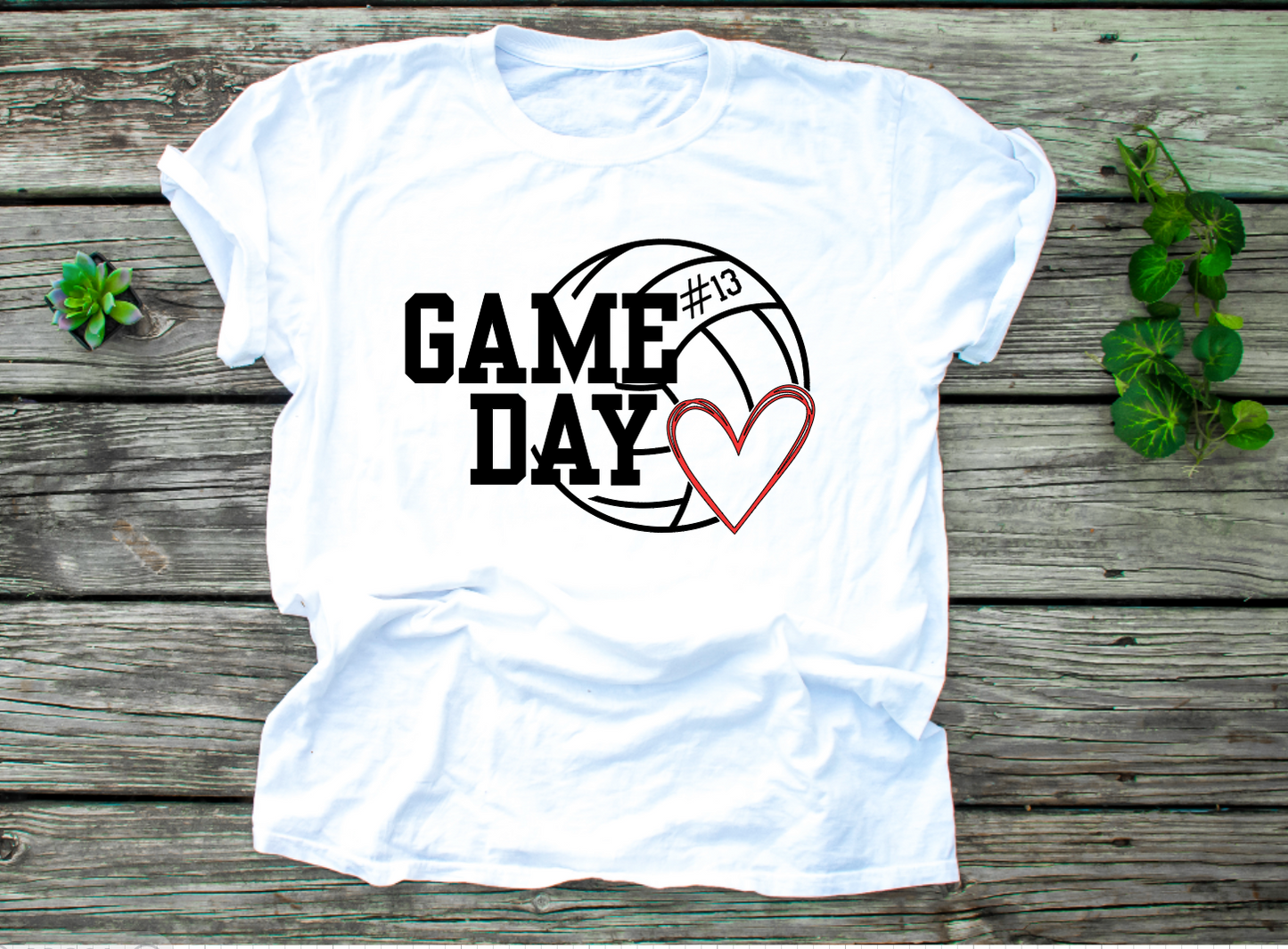 Volleyball Game Day with Number - Cotton Youth Tshirt (Unisex)