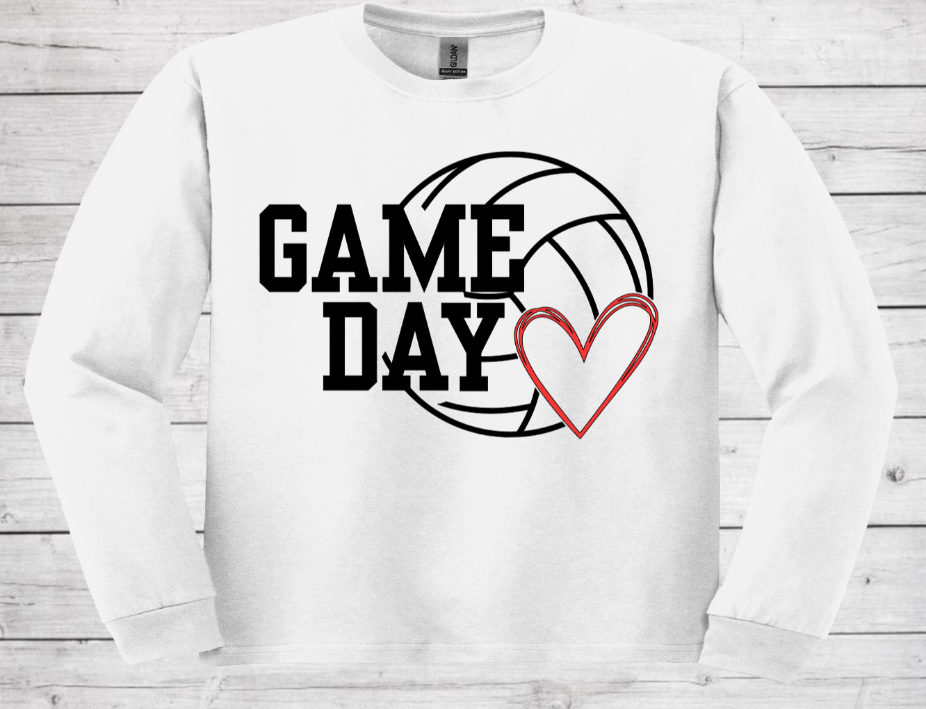 Volleyball Game Day with No Number - Cotton Adult Long Sleeve Shirt (Unisex)