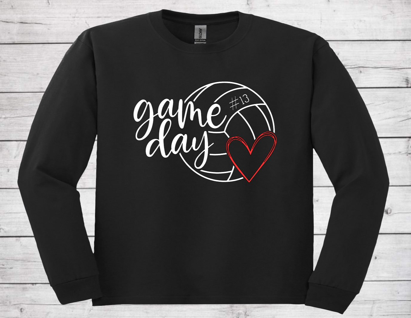 Volleyball Game Day with Number Style #2 - Cotton Adult Long Sleeve Shirt (Unisex)
