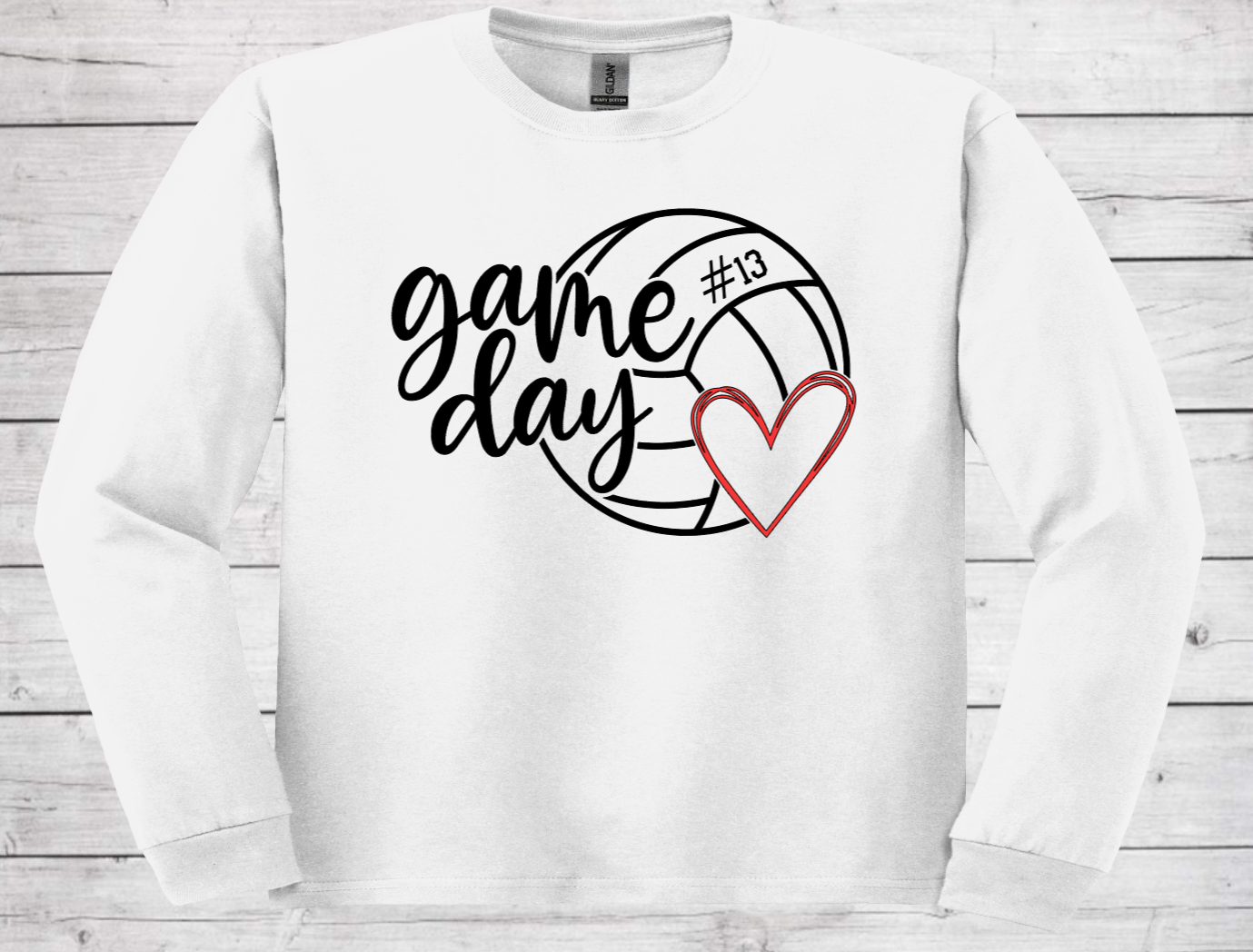 Volleyball Game Day with Number Style #2 - Cotton Adult Long Sleeve Shirt (Unisex)