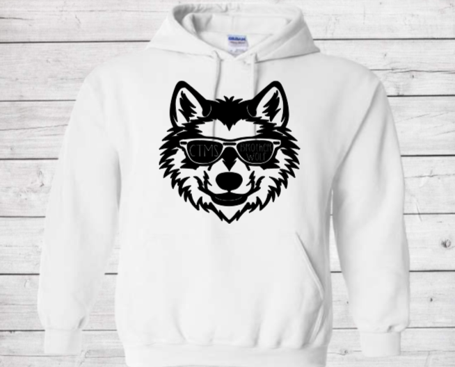 Brother Wolf with Glasses- CTMS Spirit Wear Hooded Sweatshirt - Youth Unisex