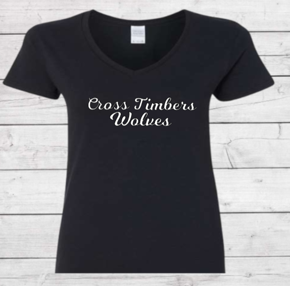 Cross Timbers Wolves - CTMS Spirit Wear Cotton T-shirt - Women's V-Neck