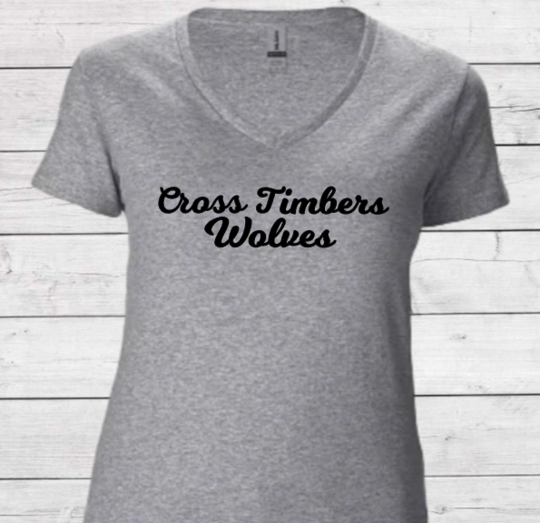 Cross Timbers Wolves - CTMS Spirit Wear Cotton T-shirt - Women's V-Neck