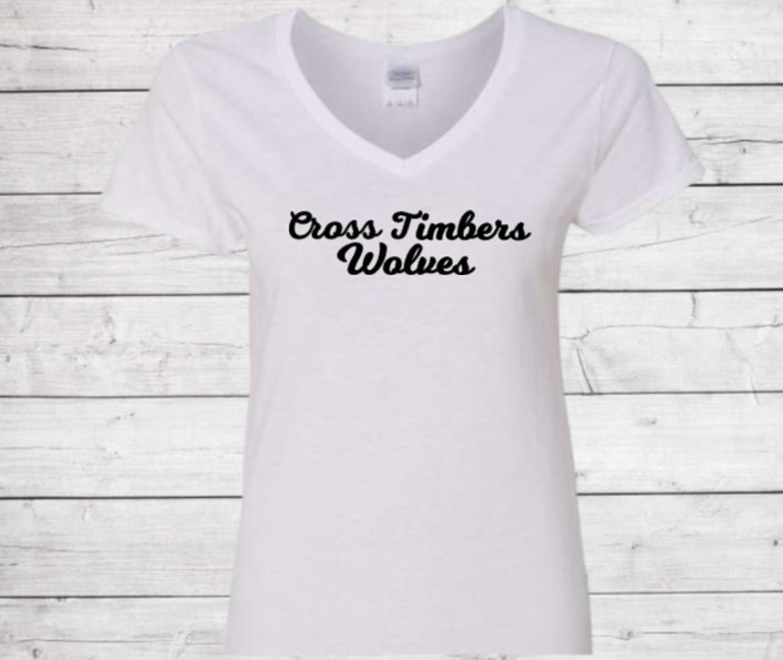 Cross Timbers Wolves - CTMS Spirit Wear Cotton T-shirt - Women's V-Neck