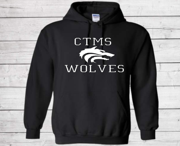 CTMS Wolves with Wolf - CTMS Spirit Wear Hooded Sweatshirt - Youth Unisex