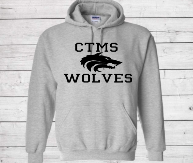 CTMS Wolves with Wolf - CTMS Spirit Wear Hooded Sweatshirt - Youth Unisex