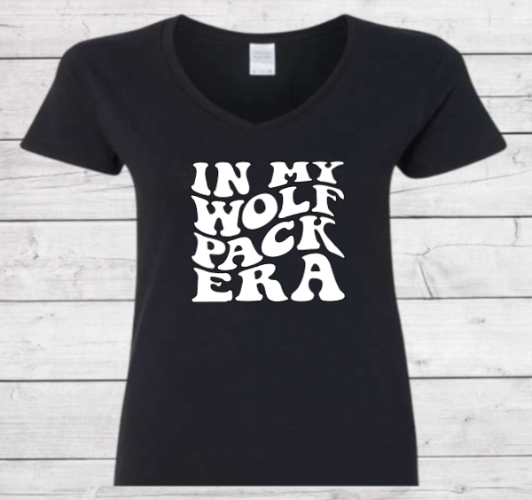 In My Wolf Pack Era - CTMS Spirit Wear Cotton T-shirt - Women's V-Neck