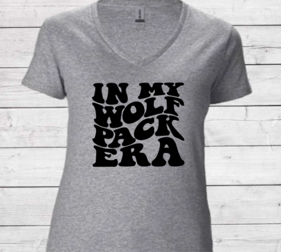 In My Wolf Pack Era - CTMS Spirit Wear Cotton T-shirt - Women's V-Neck