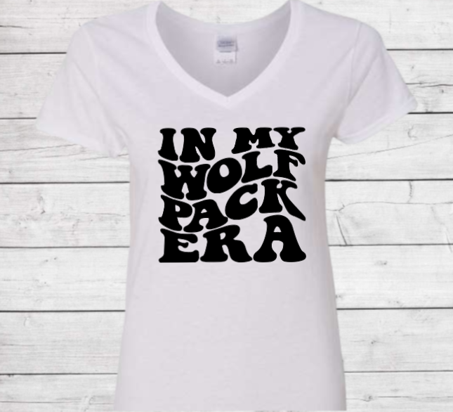 In My Wolf Pack Era - CTMS Spirit Wear Cotton T-shirt - Women's V-Neck