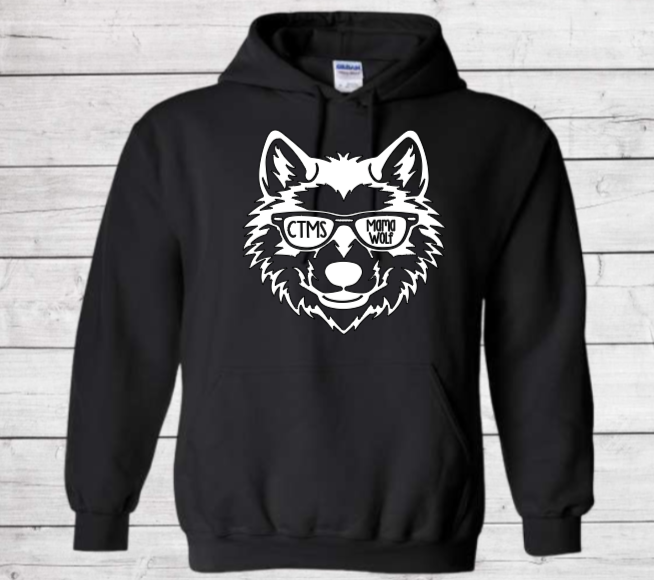 Mama Wolf with Glasses- CTMS Spirit Wear Hooded Sweatshirt - Adult Unisex