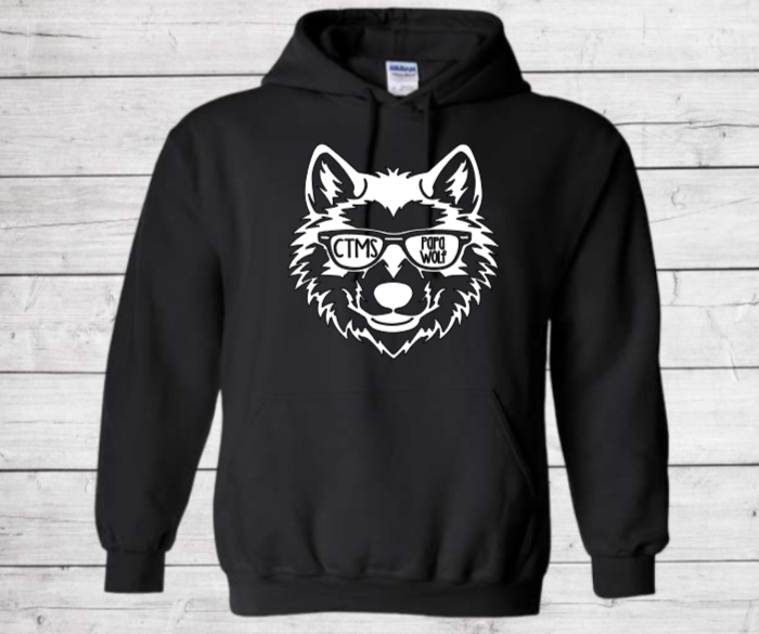 Papa Wolf with Glasses- CTMS Spirit Wear Hooded Sweatshirt - Adult Unisex