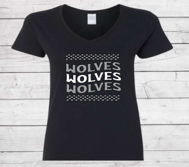 Groovy Wolves - CTMS Spirit Wear Cotton T-shirt - Women's V-Neck