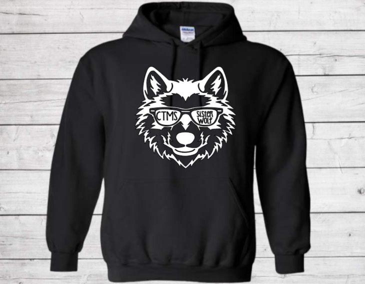 Sister Wolf with Glasses- CTMS Spirit Wear Hooded Sweatshirt - Youth Unisex