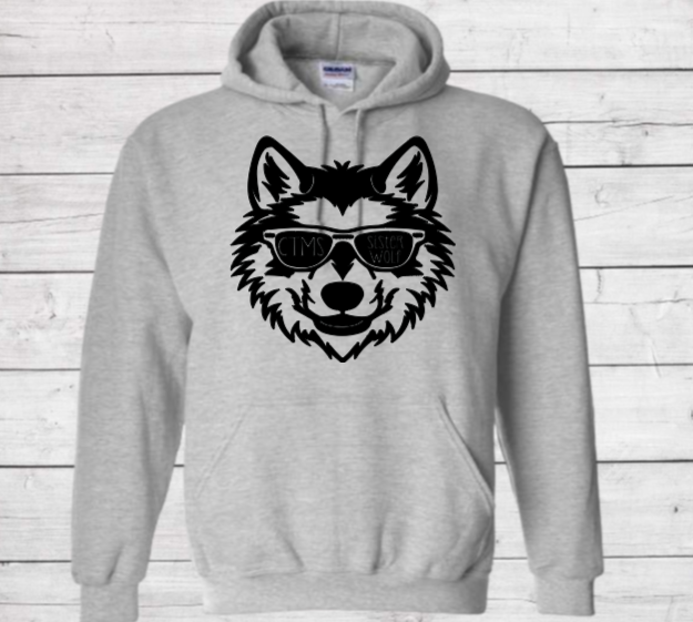 Sister Wolf with Glasses- CTMS Spirit Wear Hooded Sweatshirt - Youth Unisex