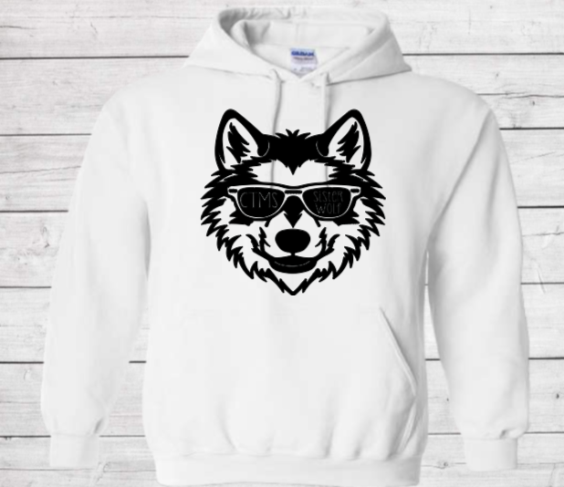 Sister Wolf with Glasses- CTMS Spirit Wear Hooded Sweatshirt - Youth Unisex