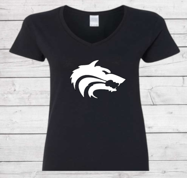 Wolf - CTMS Spirit Wear Cotton T shirt - Women's V-Neck