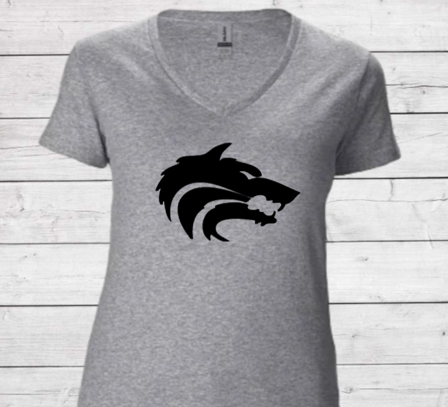 Wolf - CTMS Spirit Wear Cotton T shirt - Women's V-Neck