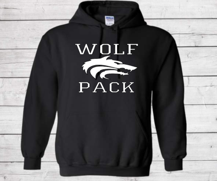 Wolf Pack with Wolf - CTMS Spirit Wear Hooded Sweatshirt - Youth Unisex