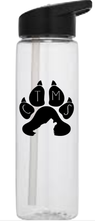 CTMS Water Bottle - 24 oz Clear Plastic Water Bottle with Straw