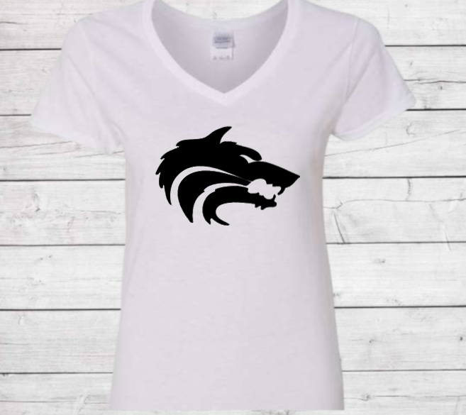 Wolf - CTMS Spirit Wear Cotton T shirt - Women's V-Neck