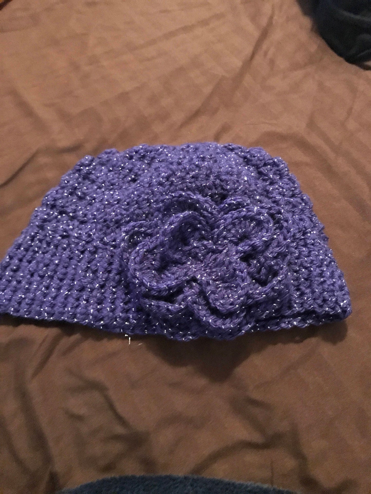 Toddler messy bun beanie with flower