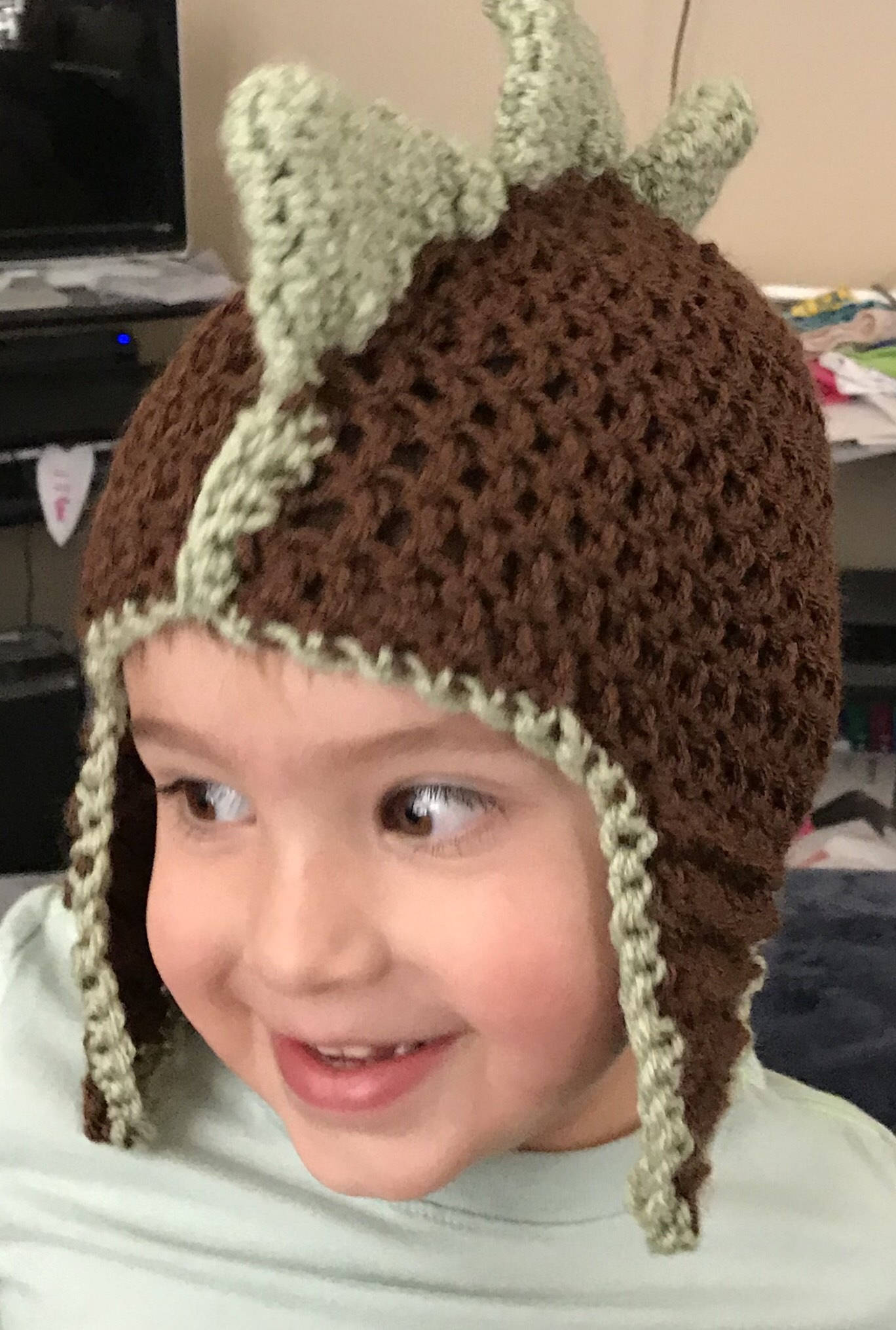 Crocheted Dinosaur Hats: With or Without Ear Flap