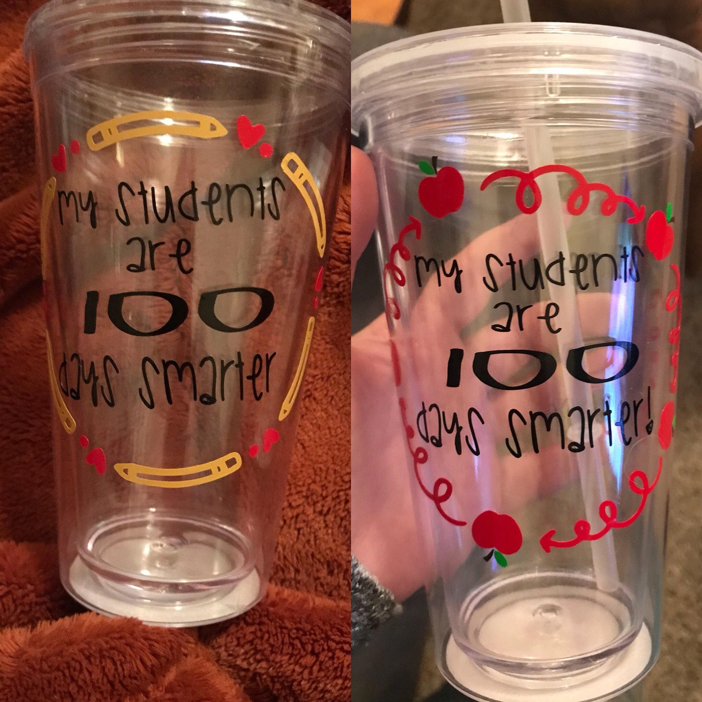 Personalized 100 days of school tumblers/mugs for teachers