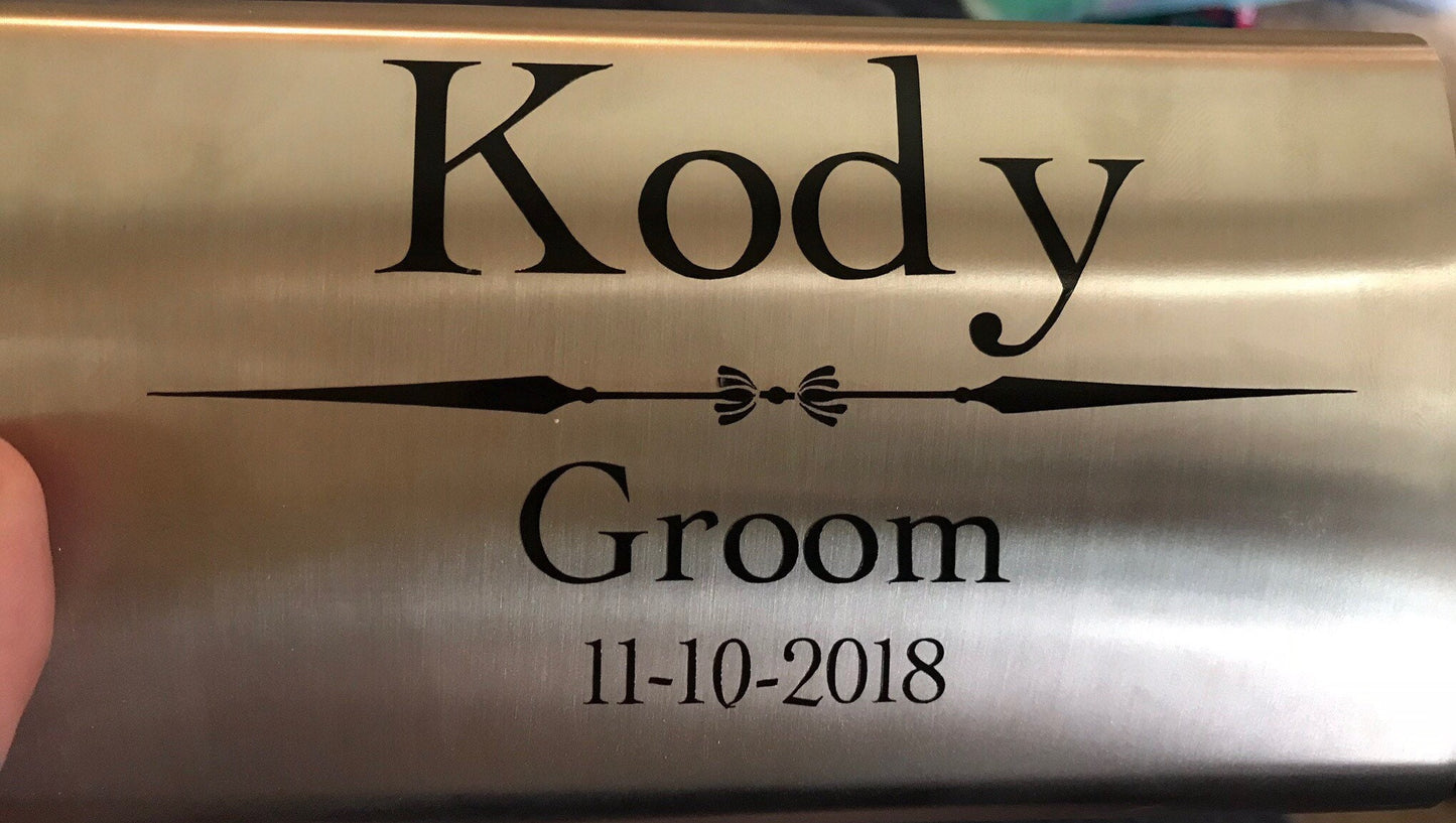 Personalized groommen/groom gifts: 8oz stainless steel flasks