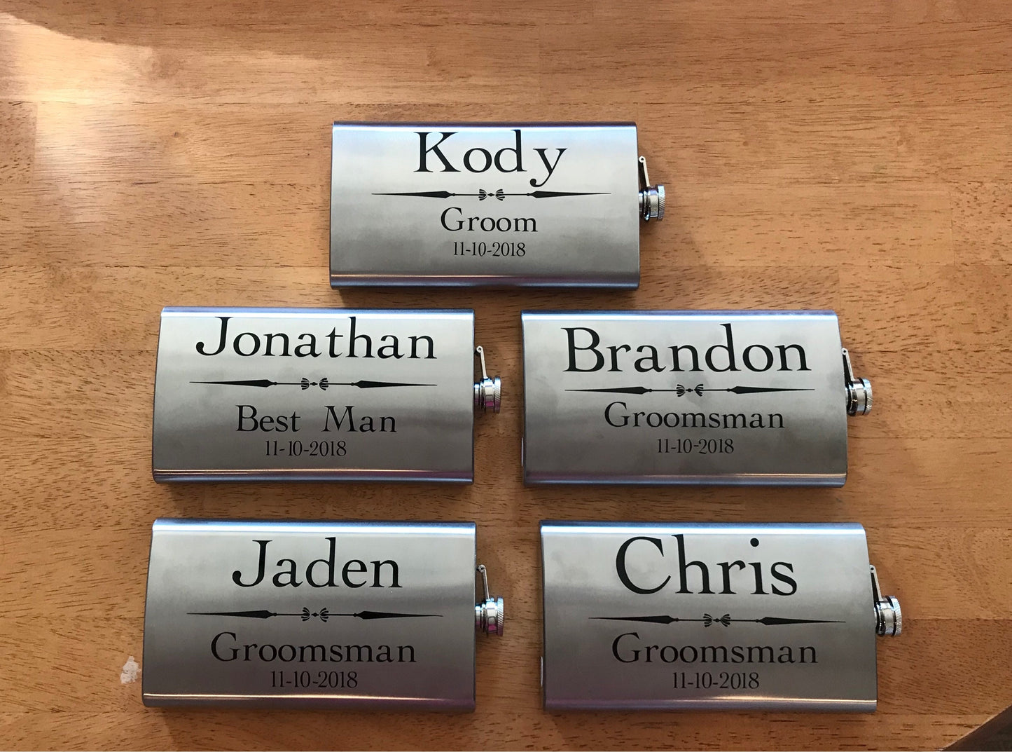 Personalized groommen/groom gifts: 8oz stainless steel flasks