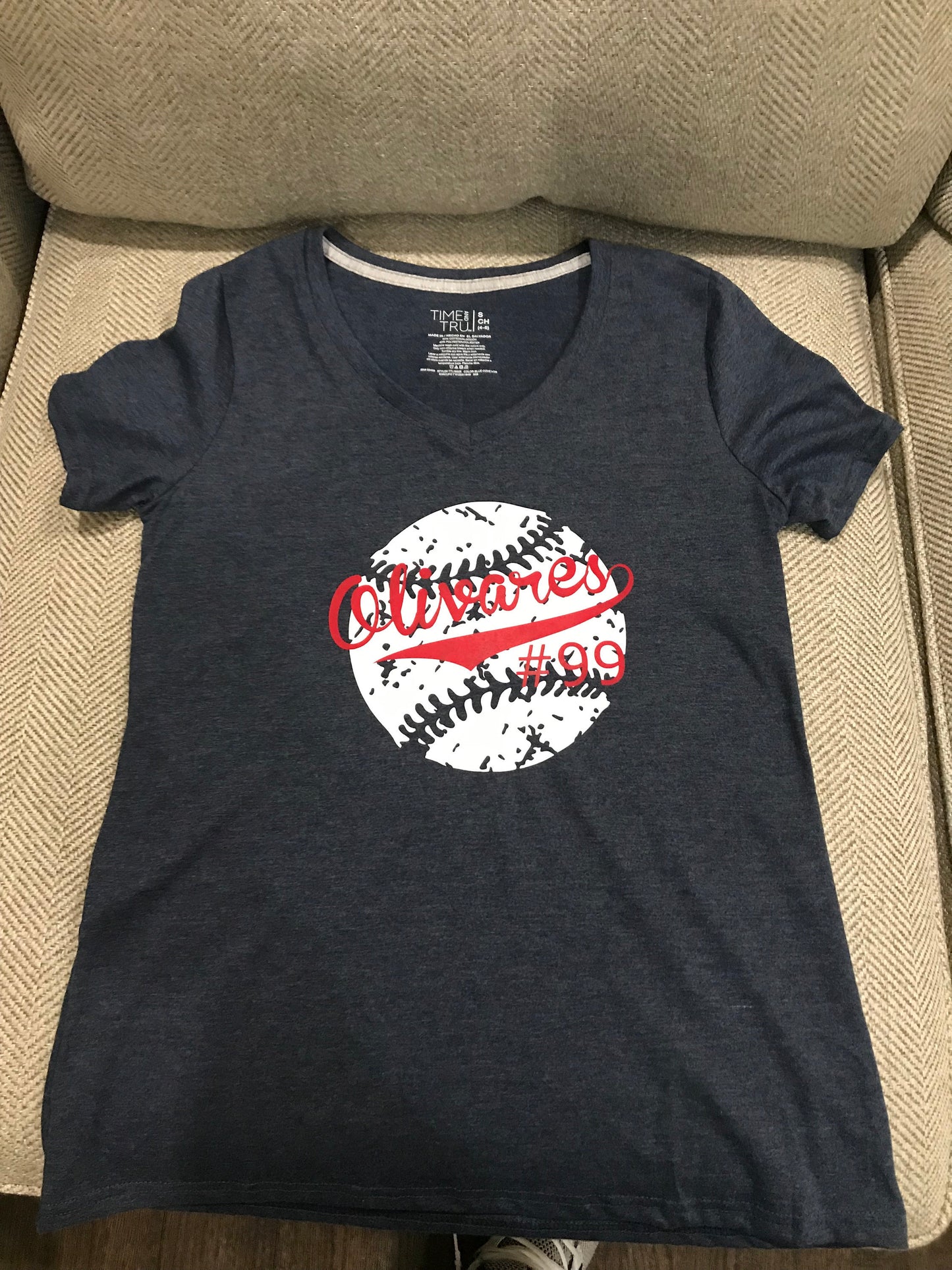 Distressed Baseball with Name and Number Shirt - Adult