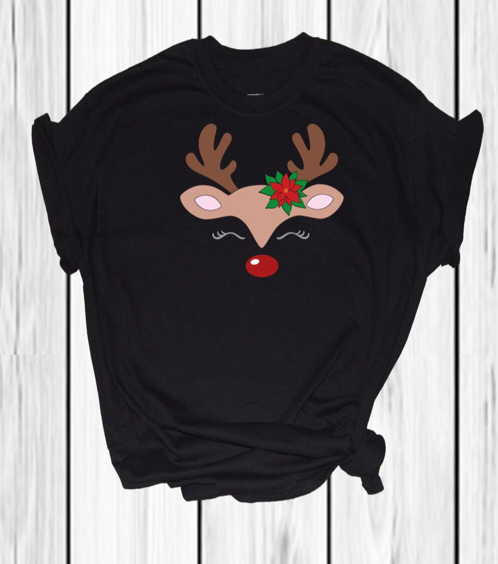 Reindeer with Poinsettia Shirt - Adult