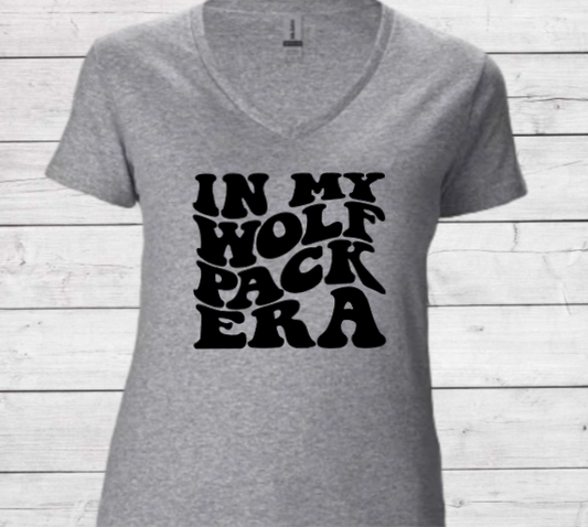 In My Wolf Pack Era - CTMS Spirit Wear Cotton T-shirt - Women's V-Neck