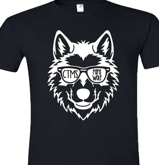 Papa Wolf with Glasses - CTMS Spirit Wear Cotton T-shirt - Adult Unisex