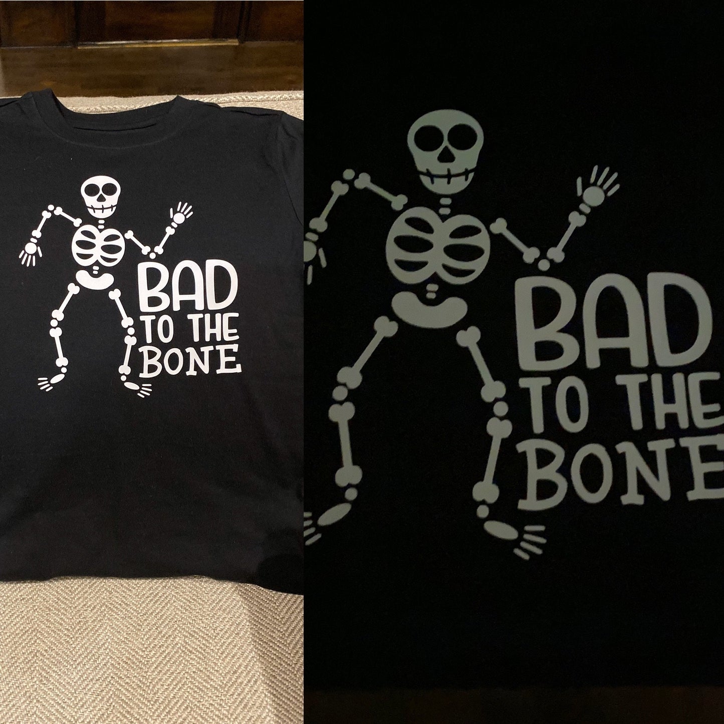Bad to the Bone - Glow in the Dark Adult Shirt