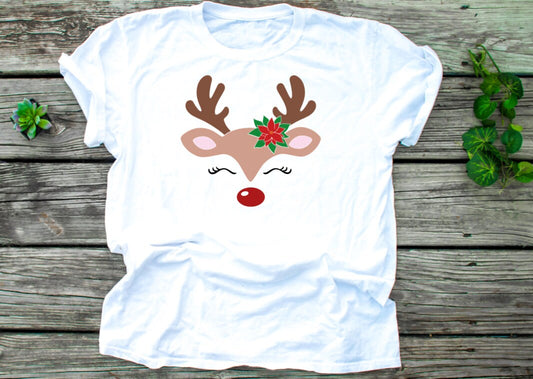 Reindeer with Poinsettia Shirt - Child